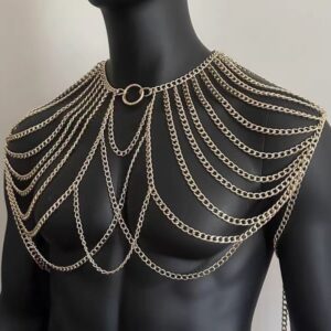 Épaulette-chaîne pour hommes — Cape de chaînes multi-rangs