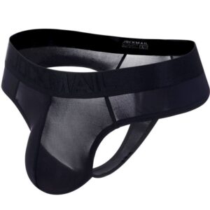 Jockstrap en “ice silk”, ultra-fin, translucide et sexy, avec ceinture.