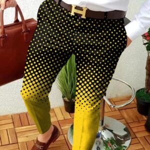 Pantalon micro-stretch avec motifs abstraits contrastés – style casual