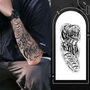 Tatouage autocollant à lettres anglaises pour homme — Waterproof et durable, pour bras ou dos