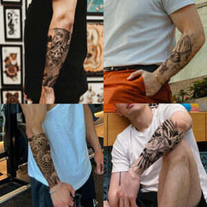 Tatouage autocollant “jus végétal” — Petit modèle pour le bras, couvrance complète