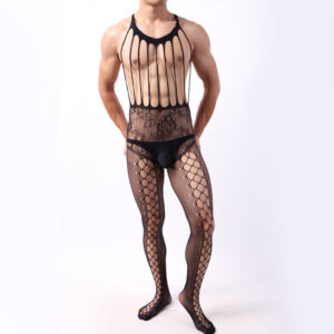 bodysuit en résille une pièce pour homme, transparent, ultra-fin et très extensible.