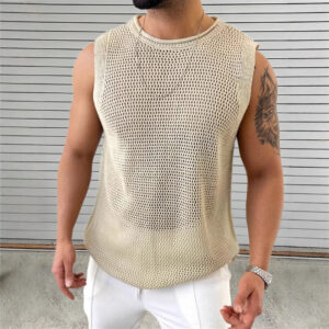 Débardeur ajouré pour homme – maille creuse